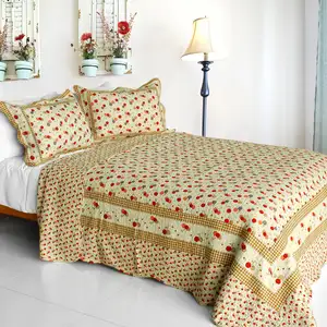 Photo of Astral - Cotton 3PC Vermicelli-Quilted Patchwork Quilt Set (Full/Queen Size)