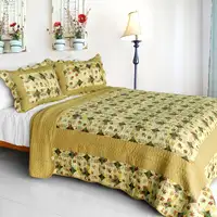 Photo of Autumn in Countryside - Cotton 3PC Vermicelli-Quilted Patchwork Quilt Set (Full/Queen Size)