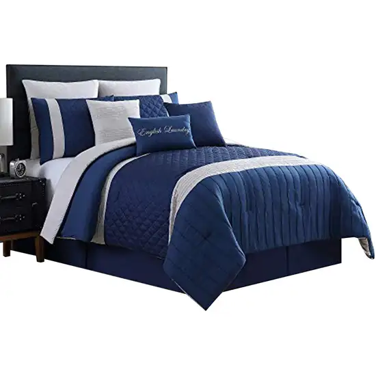 Basel Pleated Queen Comforter Set with Diamond Pattern The Urban Port Photo 1