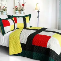 Photo of Be Yourself - Vermicelli-Quilted Patchwork Geometric Quilt Set Full/Queen