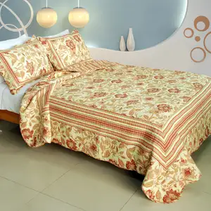 Photo of Beautiful Moment - 100% Cotton 3PC Vermicelli-Quilted Patchwork Quilt Set (Full/Queen Size)