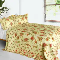 Photo of Beauty of Light - 3PC Cotton Contained Vermicelli-Quilted Patchwork Quilt Set (Full/Queen Size)