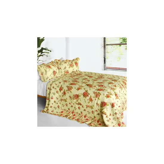 Beauty of Light -  3PC Cotton Contained Vermicelli-Quilted Patchwork Quilt Set (Full/Queen Size) Photo 2