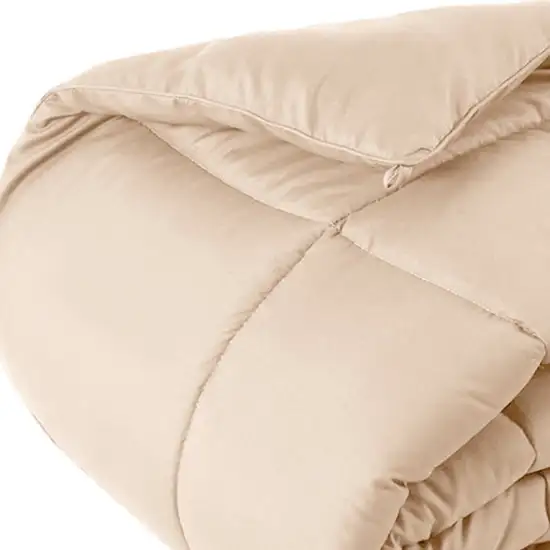 Beige  Box Stitch Microfiber Down Alternative Comforter Photo 3