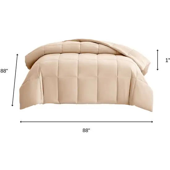 Beige  Box Stitch Microfiber Down Alternative Comforter Photo 9