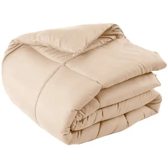 Beige  Box Stitch Microfiber Down Alternative Comforter Photo 2