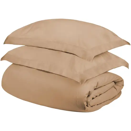 Beige  Cotton Blend 300 Thread Count Washable Duvet Cover Set Photo 1