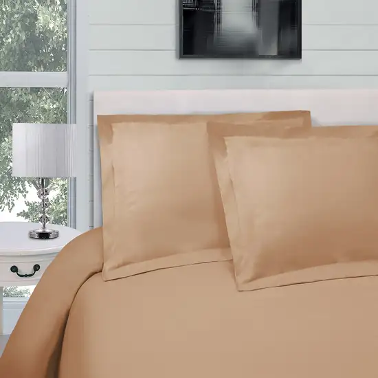 Beige  Cotton Blend 300 Thread Count Washable Duvet Cover Set Photo 4