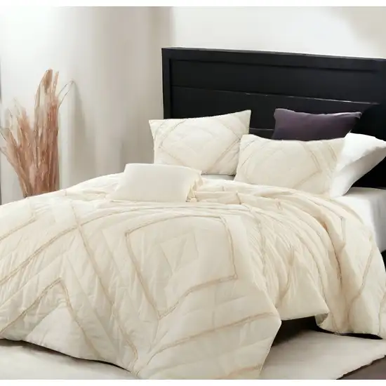 Beige King 100% Cotton 220 Thread Count Washable Down Comforter Set Photo 1