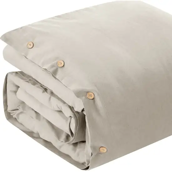 Beige King 100% Cotton 140 Thread Count Washable Duvet Cover Set Photo 7