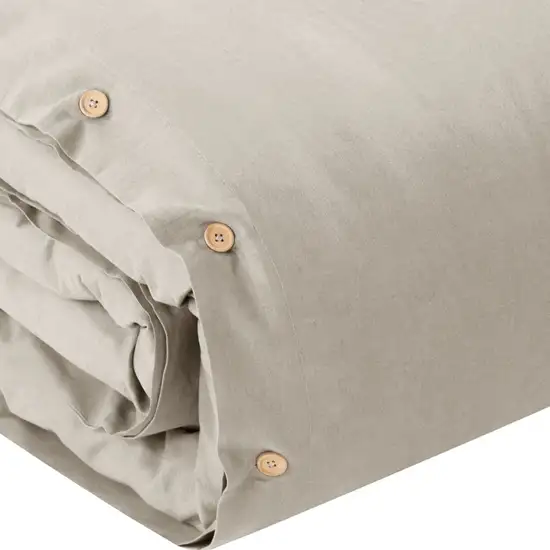 Beige King 100% Cotton 140 Thread Count Washable Duvet Cover Set Photo 6