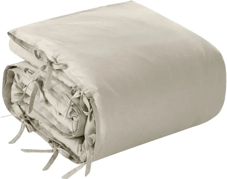 Beige King Linen 220 Thread Count Washable Duvet Cover Set Photo 3