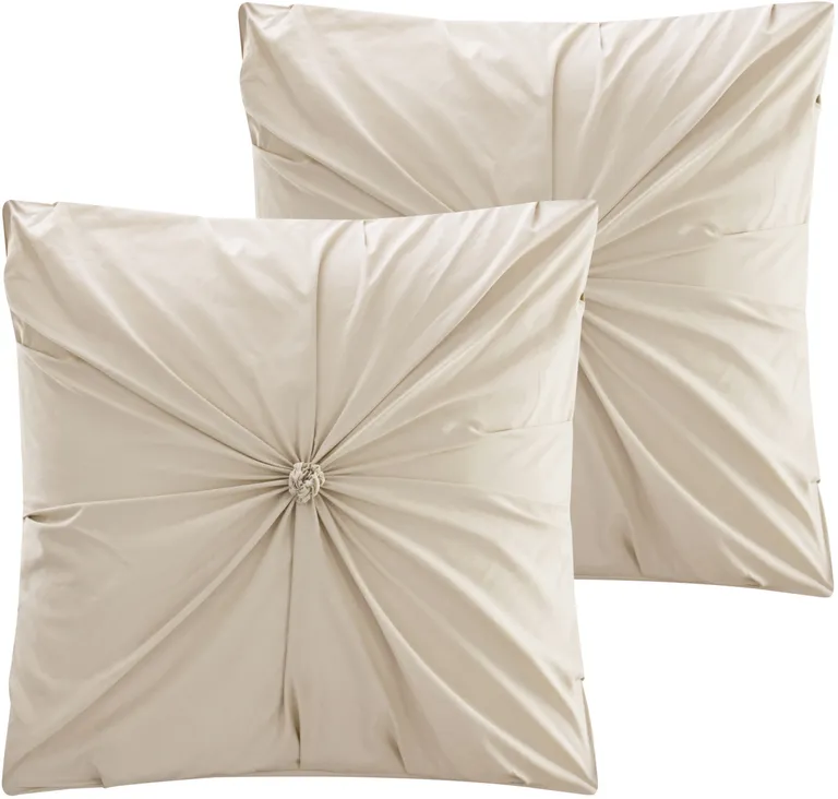 Beige King PolYester 180 Thread Count Washable Down Comforter Set Photo 3