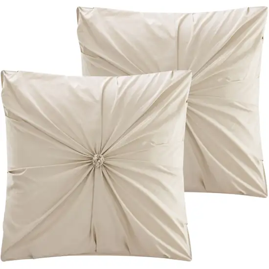 Beige King PolYester 180 Thread Count Washable Down Comforter Set Photo 3