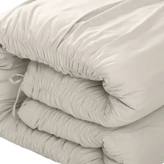 Beige King Polyester 180 Thread Count Washable Down Comforter Set Photo 5