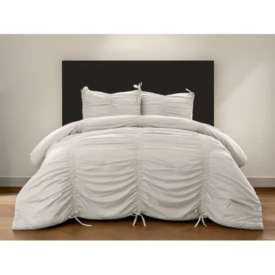 Beige King Polyester 180 Thread Count Washable Down Comforter Set Photo 1