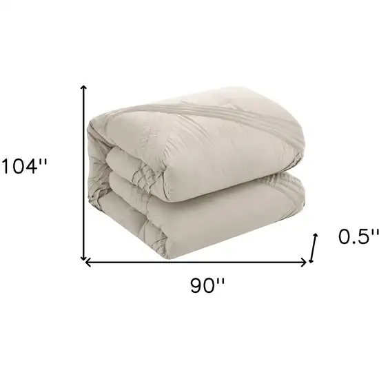 Beige King Polyester 140 Thread Count Washable Down Comforter Set Photo 8