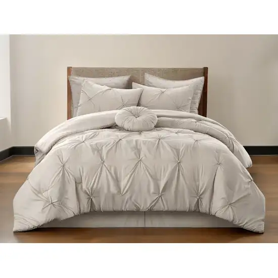 Beige Queen Polyester 180 Thread Count Washable Down Comforter Set Photo 1