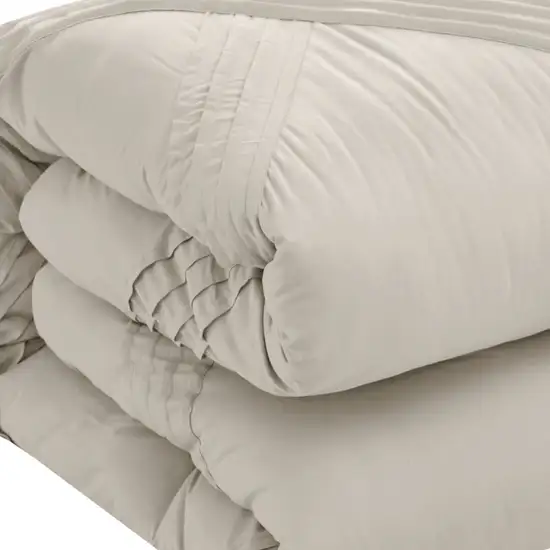 Beige Queen Polyester 180 Thread Count Washable Down Comforter Set Photo 5