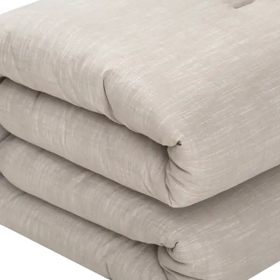 Beige Twin 100% Cotton 140 Thread Count Washable Down Comforter Set Photo 5