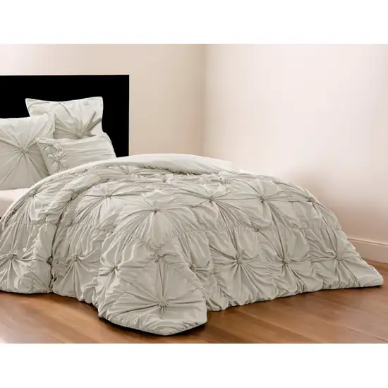 Beige Twin Polyester 180 Thread Count Washable Down Comforter Set Photo 2