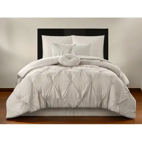 Beige Twin Polyester 140 Thread Count Washable Down Comforter Set Photo 2