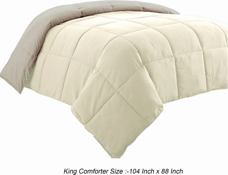 Beth Reversible Microfiber King Comforter, Squared Stitching Photo 4