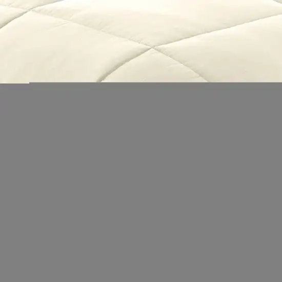 Beth Reversible Microfiber King Comforter, Squared Stitching, Ivory, Beige Photo 3