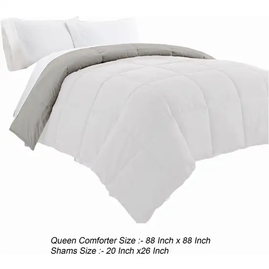 Beth Reversible Microfiber Queen Comforter, Squared Stitching Photo 5