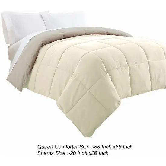 Beth Reversible Microfiber Queen Comforter, Squared Stitching Photo 5