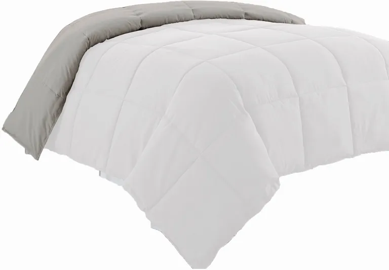 Beth Reversible Microfiber Twin Comforter, Squared Stitching Photo 1