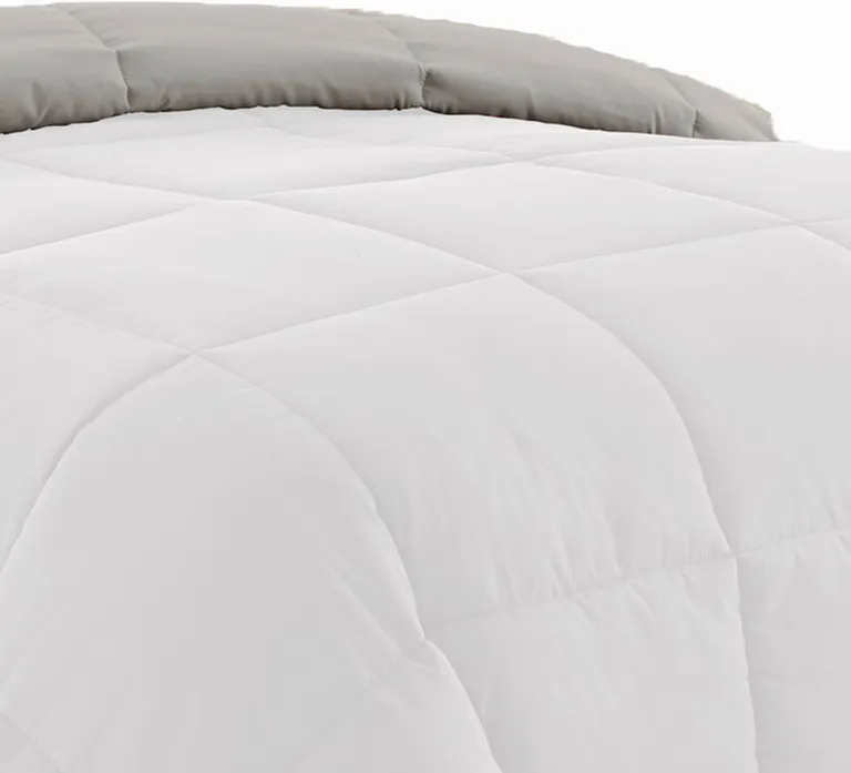 Beth Reversible Microfiber Twin Comforter, Squared Stitching Photo 2
