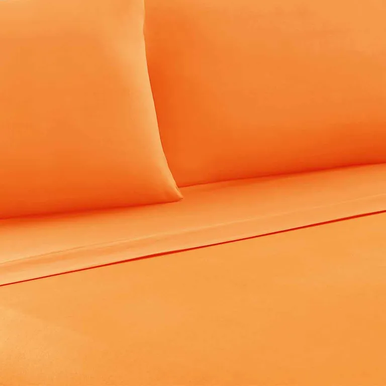 Bezons 4 Piece Queen Size Microfiber Sheet Set The Urban Port, Orange Photo 2