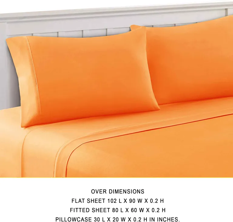 Bezons 4 Piece Queen Size Microfiber Sheet Set The Urban Port, Orange Photo 3