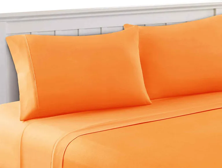 Bezons 4 Piece Queen Size Microfiber Sheet Set The Urban Port, Orange Photo 1