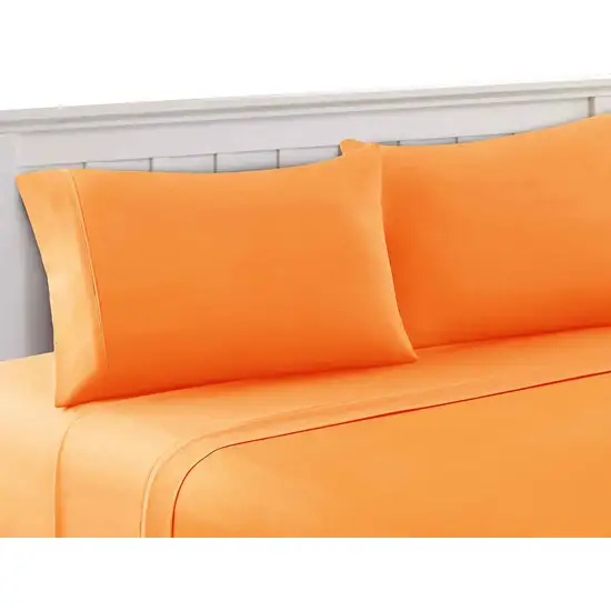 Bezons 4 Piece Queen Size Microfiber Sheet Set The Urban Port, Orange Photo 1