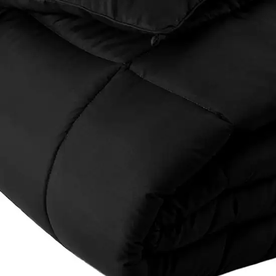 Black  Box Stitch Microfiber Down Alternative Comforter Photo 3