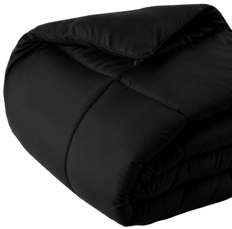 Black  Box Stitch Microfiber Down Alternative Comforter Photo 4