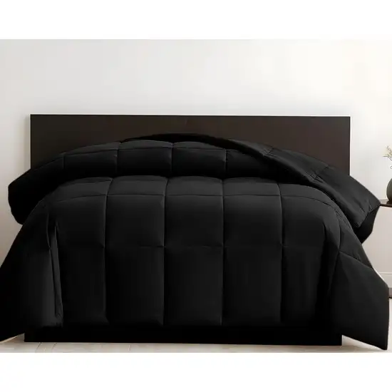 Black  Box Stitch Microfiber Down Alternative Comforter Photo 1