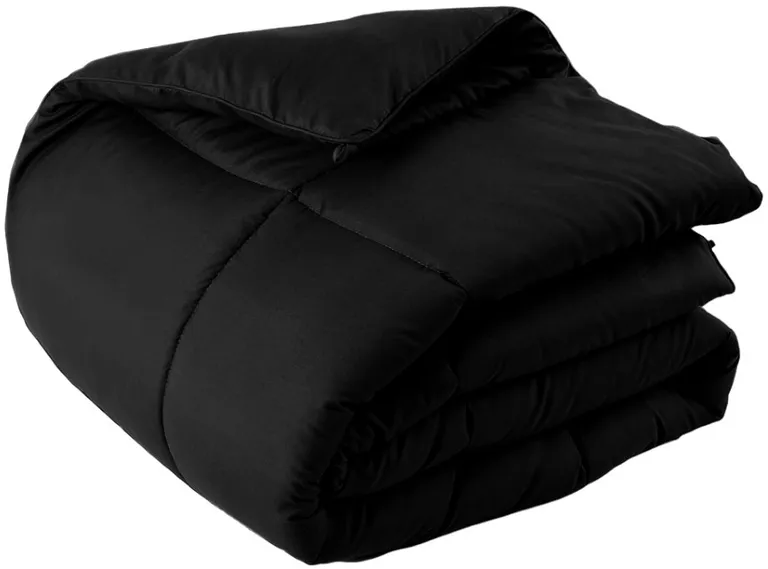 Black  Box Stitch Microfiber Down Alternative Comforter Photo 2