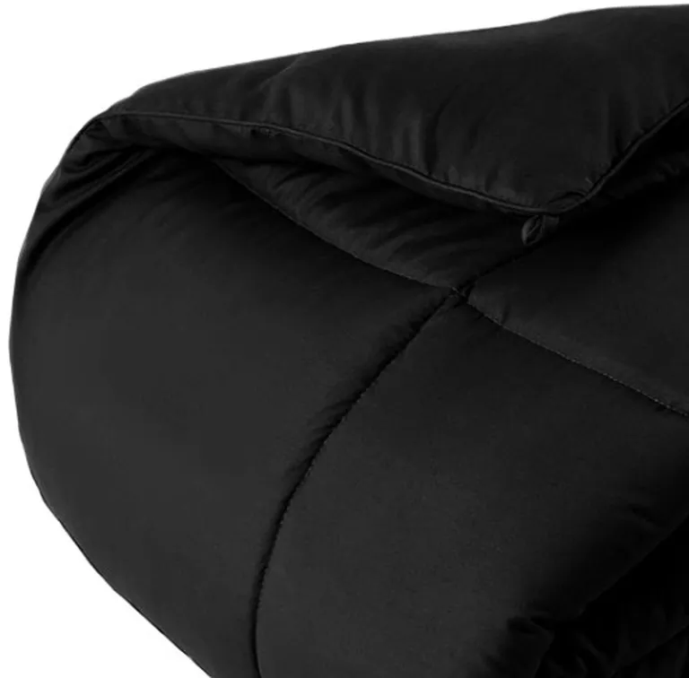 Black  Box Stitch Microfiber Down Alternative Comforter Photo 3