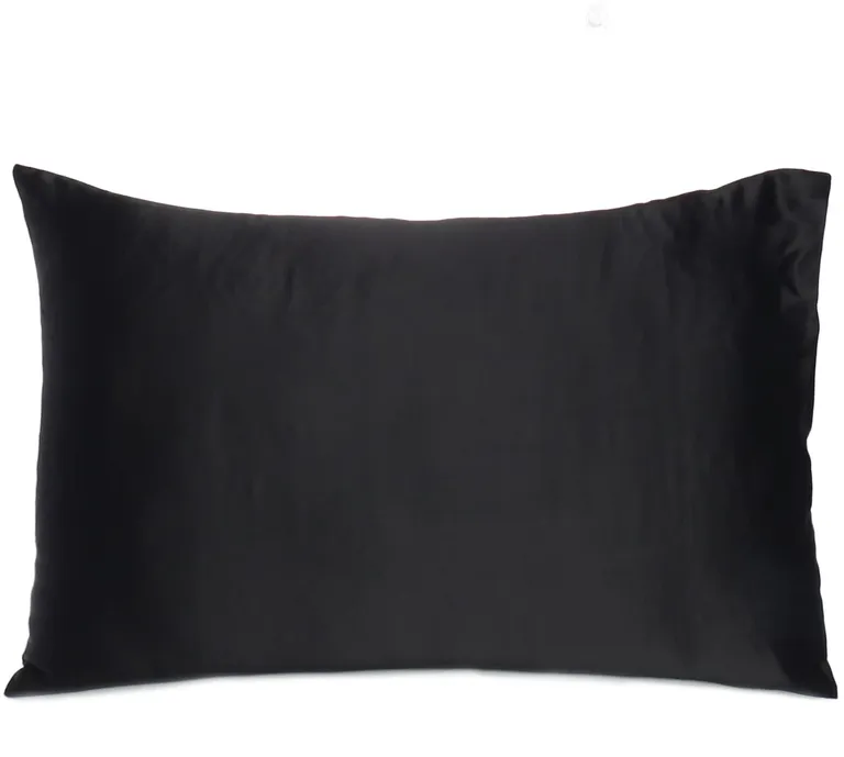 Black Dreamy Set Of 2 Silky Satin Queen Pillowcases Photo 2