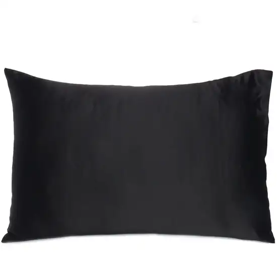 Black Dreamy Set Of 2 Silky Satin Queen Pillowcases Photo 2