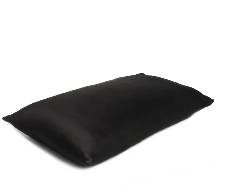 Black Dreamy Set Of 2 Silky Satin Queen Pillowcases Photo 3