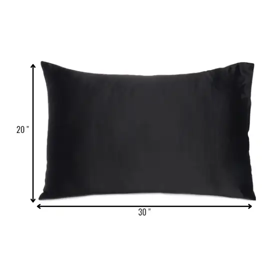 Black Dreamy Set Of 2 Silky Satin Queen Pillowcases Photo 8