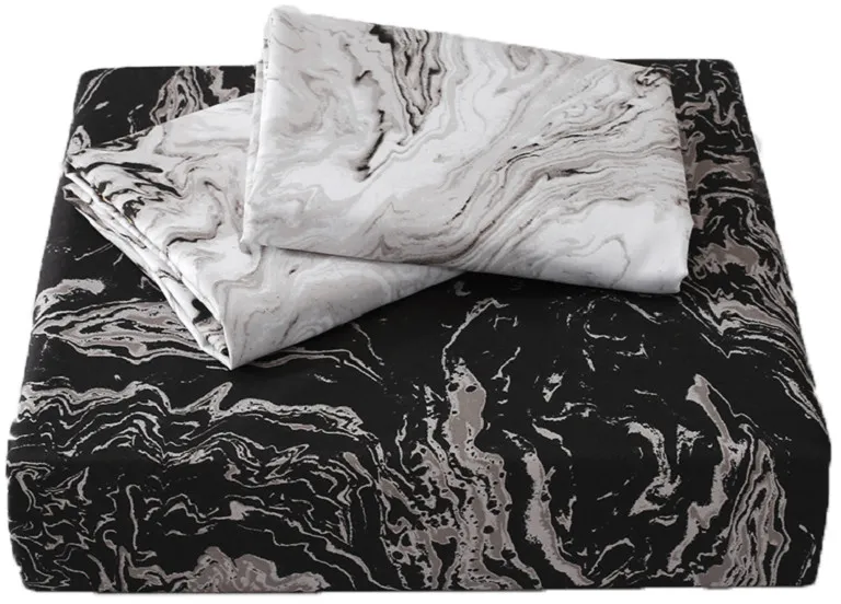 Black Gray And White  Microfiber 1400 Thread Count Machine Washable Duvet Cover Set Photo 1