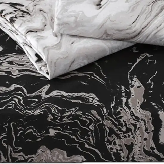 Black Gray and White  Microfiber 1400 Thread Count Washable Duvet Cover Set Photo 5