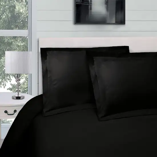 Black King Cotton Blend 300 Thread Count Washable Duvet Cover Set Photo 3