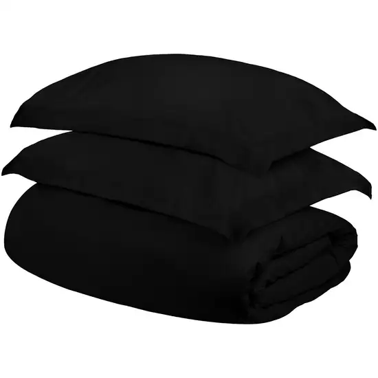 Black King Cotton Blend 300 Thread Count Washable Duvet Cover Set Photo 1