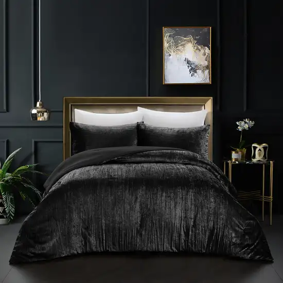 Black Queen Polyester 180 Thread Count Washable Down Comforter Set Photo 4